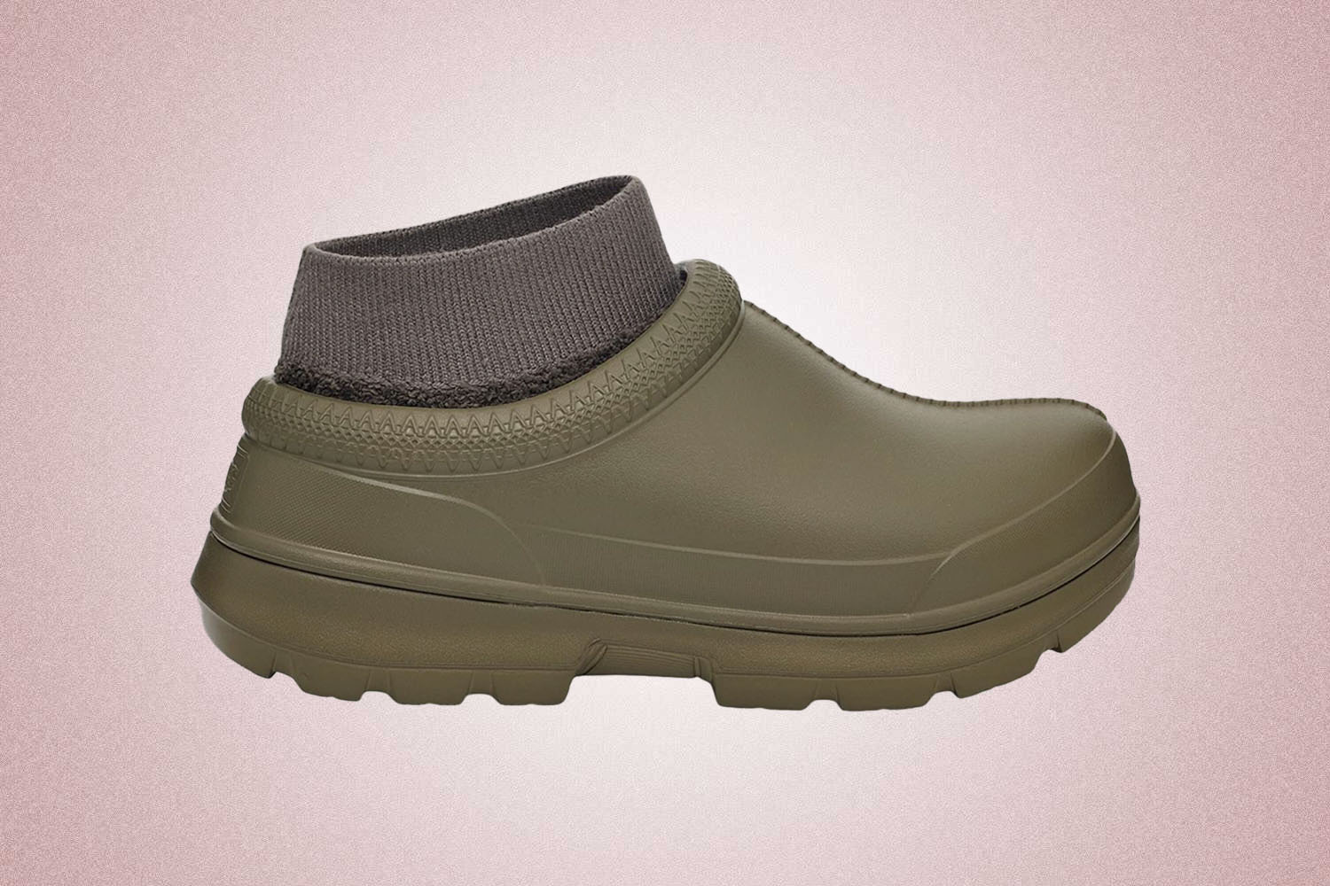 a slipper-clog hybrid in olive green