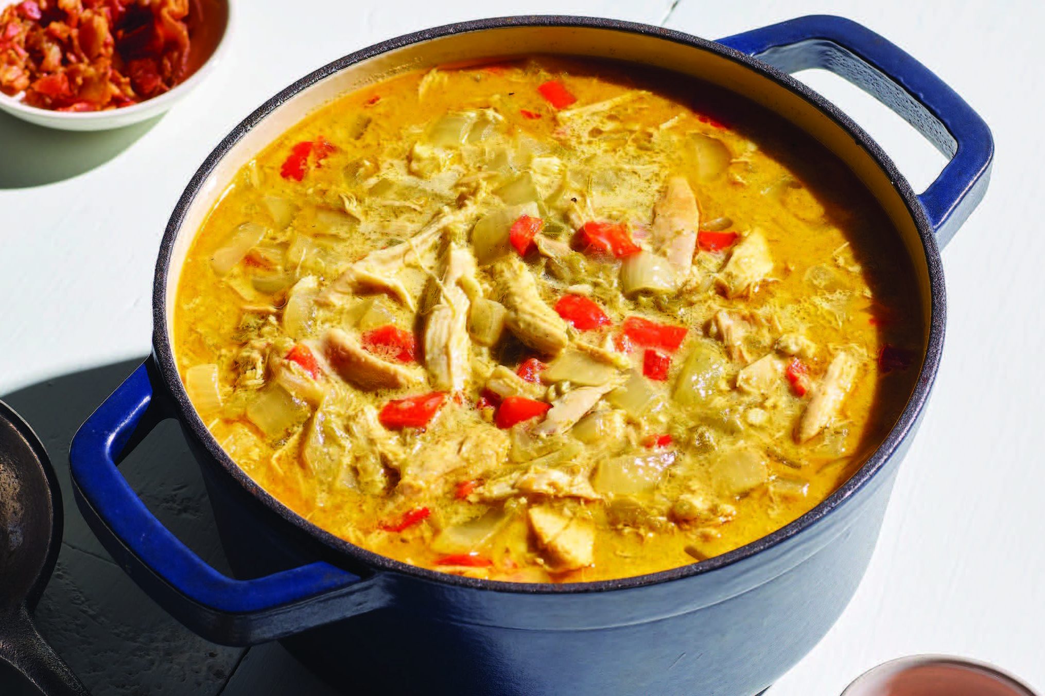 Myron Mixon's white chili with smoked chicken