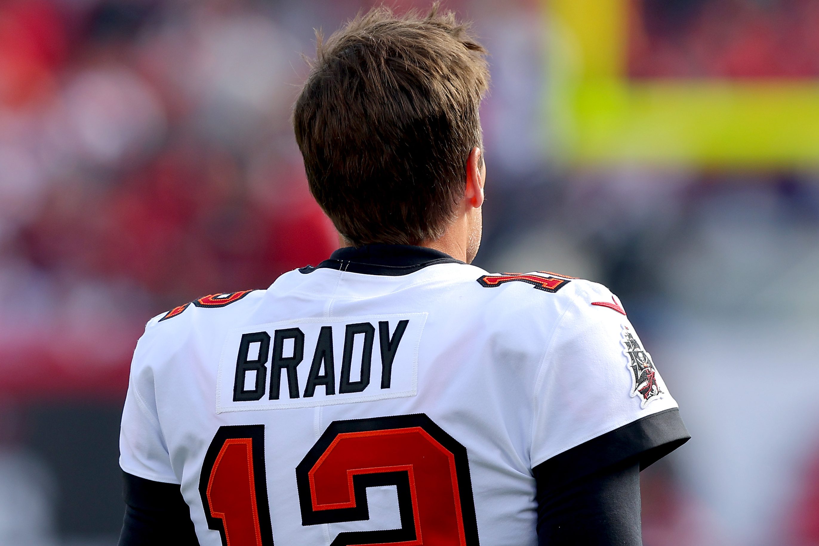 Tom Brady looks on before Sunday's game against the Los Angeles Rams. Is Brady considering retirement after the 2021-2022 NFL season?