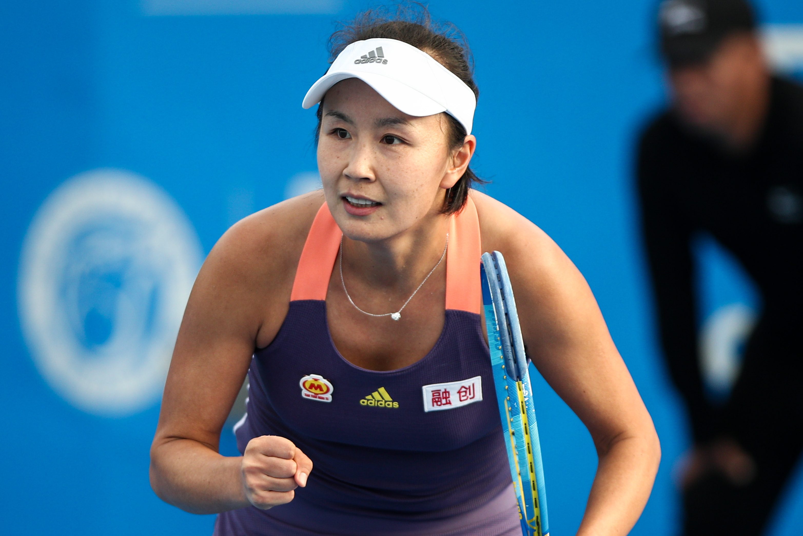 Peng Shuai of China celebrates a shot at the 2020 WTA Shenzhen Open. The Australian Open has removed a ban on Where Is Peng Shuai? T-shirts after backlash.