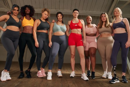 A group of models in sports bras pose for Adidas's latest ad campaign