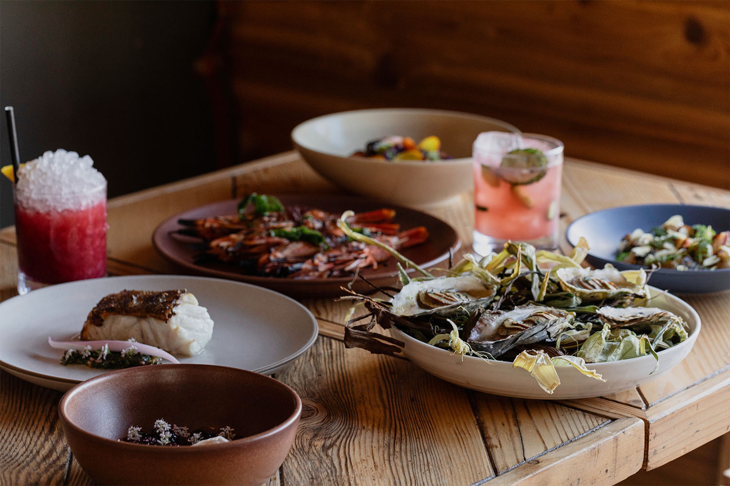 a table of food at a restaurant in Carlsbad, CA