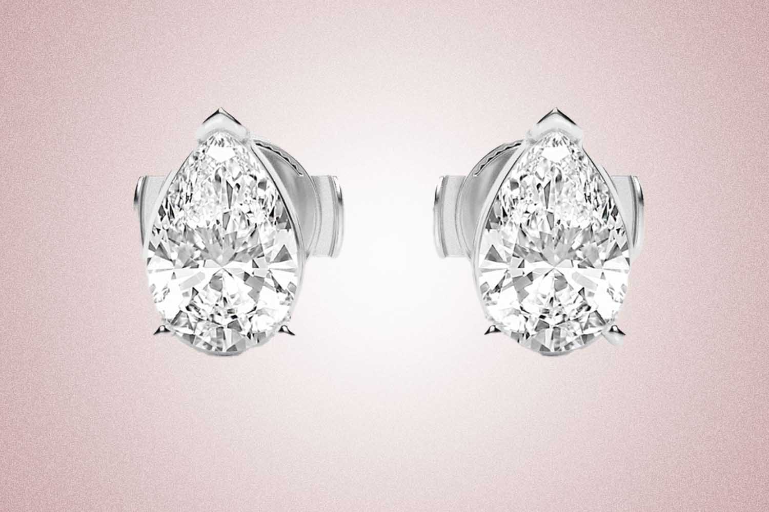 Grown Brilliance Pear Lab-Grown Diamond Solitaire Certified Stud Earrings