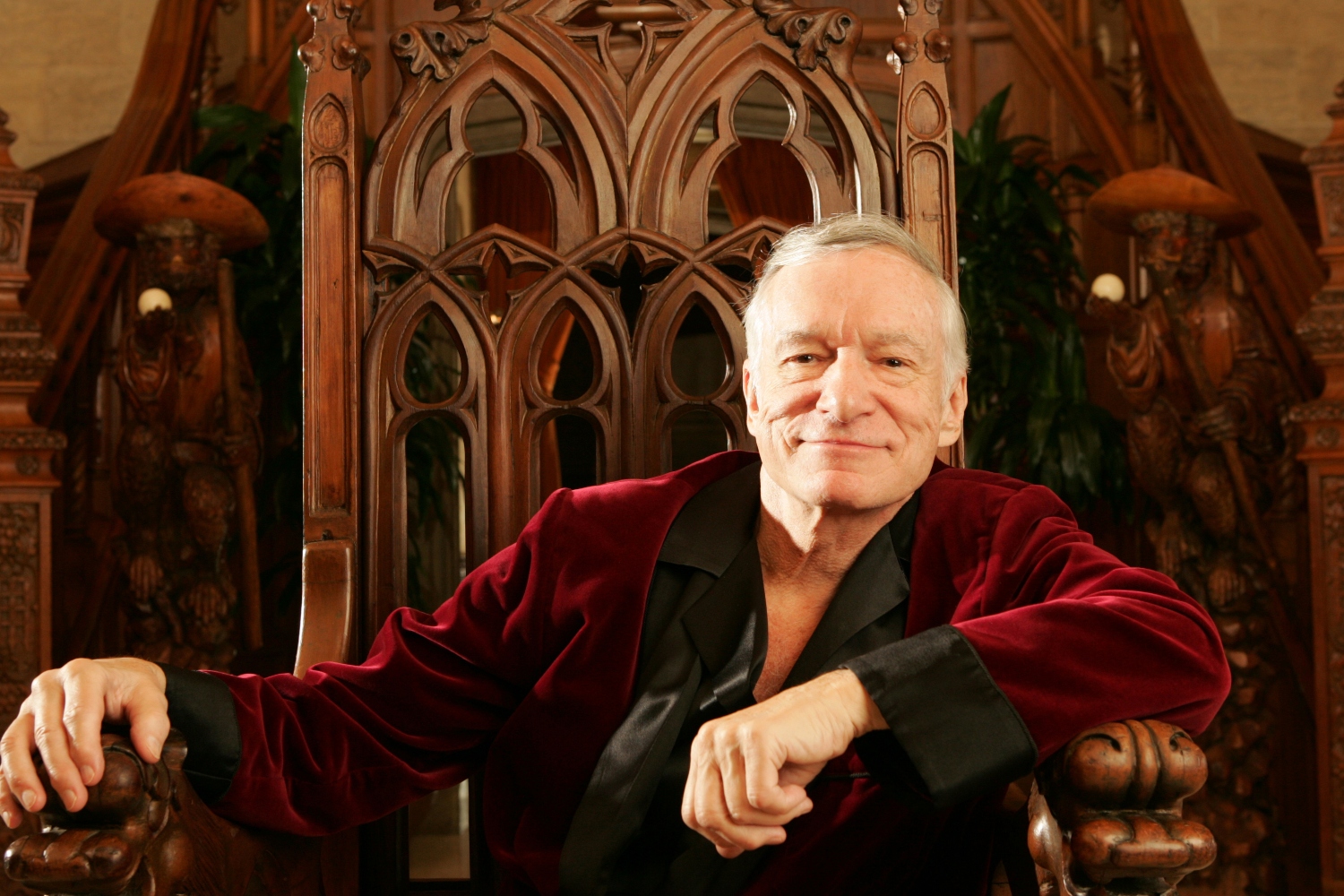 Hugh Hefner poses for a photo on Nov 17 2005 in Los Angeles, California.