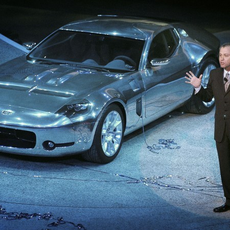 Ford Motor Company's VP of Product Creation J Mays introduces the Ford Shelby GR-1 Concept car at the North American International Auto Show January 9, 2005 in Detroit, Michigan