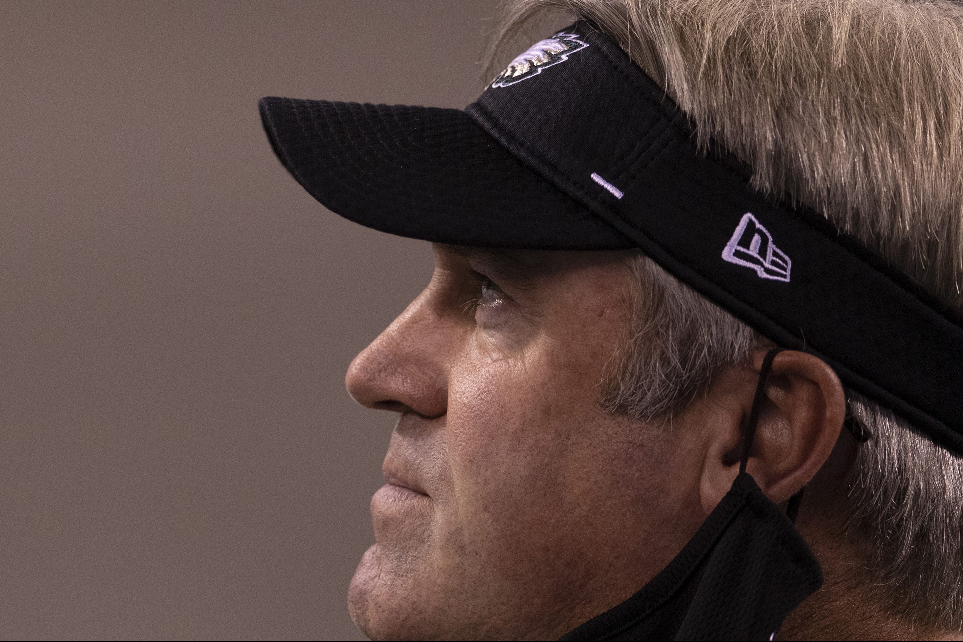 Former Eagles head coach Doug Pederson looks on prior to a game against the Giants. Pederson is now the coach in Jacksonville, where he's expected to elevate Trevor Lawrence's play at QB.