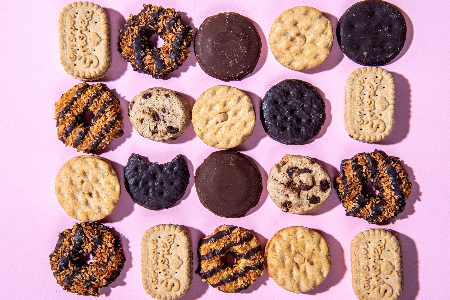 An array of Girl Scouts cookies in Studio on Tuesday, Feb. 16, 2021 in Los Angeles, CA. Girl Scout cookie season is back again, and this is our friendly reminder to not harass little girls selling cookies.