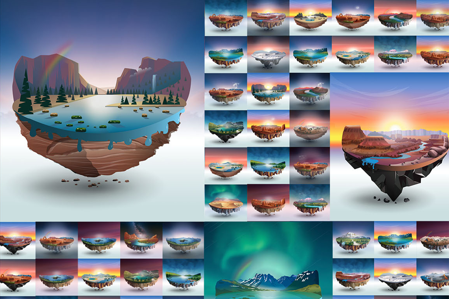 A grid showing the various National Park NFTs from creator Mick Gow. The NFTs are now available on OpenSea.