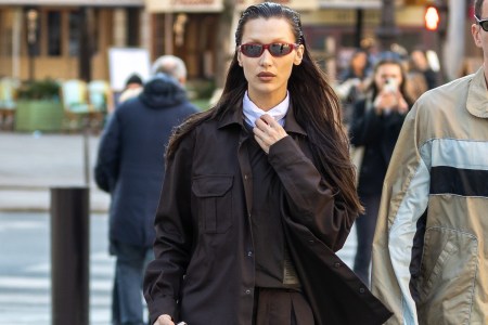 Model Bella Hadid and Marc Kalman are seen on March 07, 2022 in Paris, France.