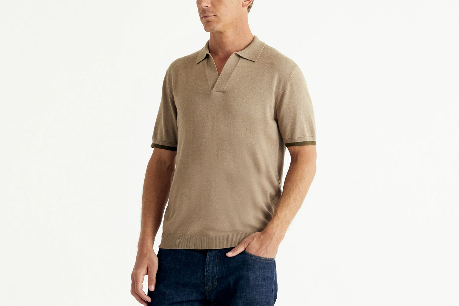 Maze Sweater Polo in beige