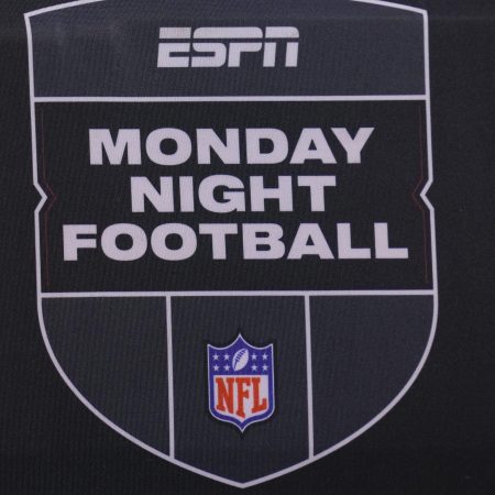 A detailed view of the ESPN "Monday Night Football" logo at Lincoln Financial Field