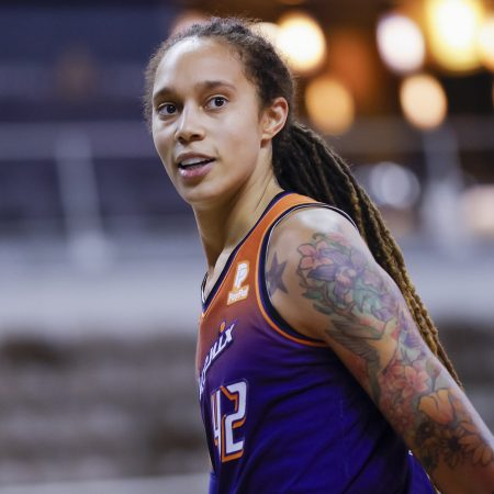 Brittney Griner of the Phoenix Mercury plays against the Indiana Fever