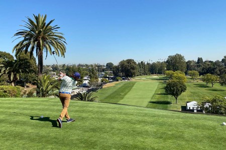 The author on the first tee. 