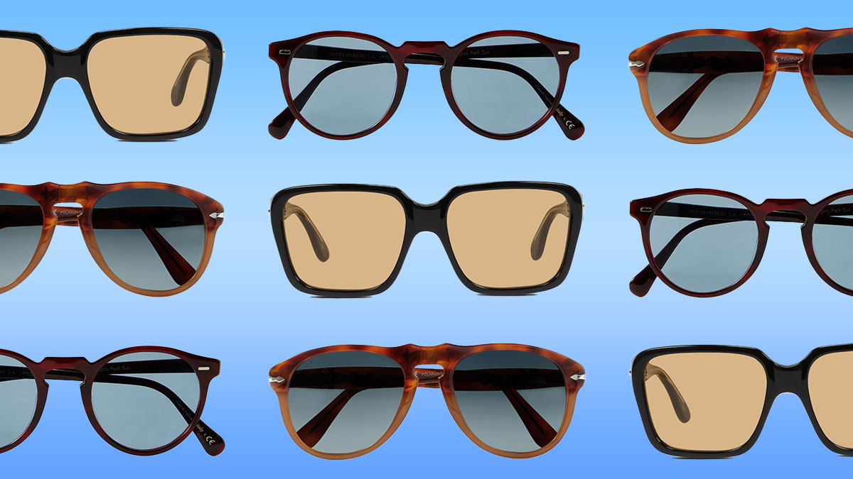 Men's designer sunglasses, including shades from Gucci, Oliver Peoples and Persol