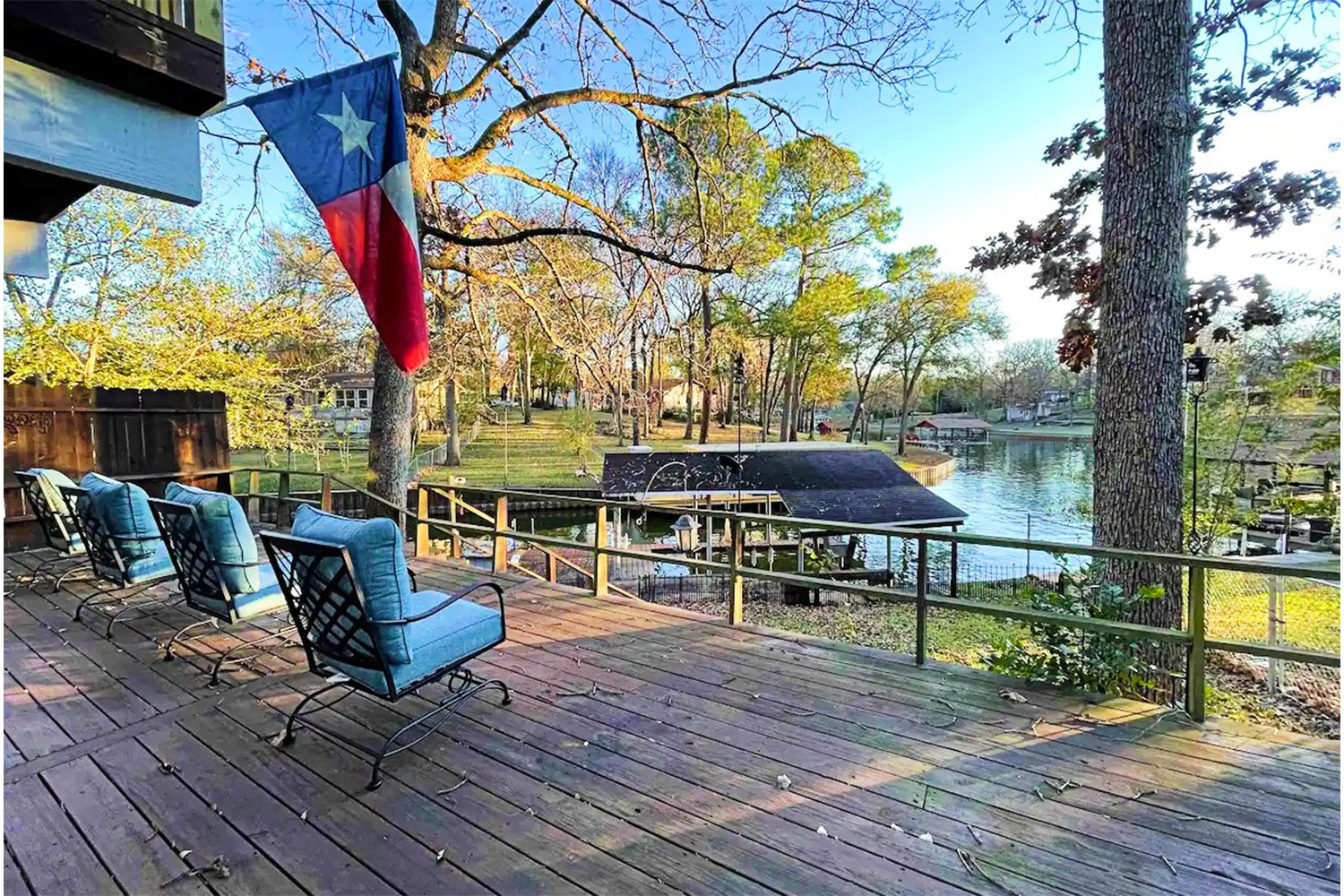 On the deck at Cedar Creek Chalet