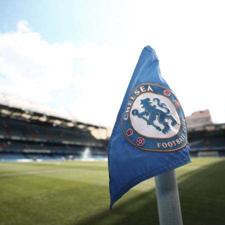 The Chelsea corner flag is seen during the Premier League match between Chelsea and West Ham United at Stamford Bridge on April 24, 2022 in London, England.