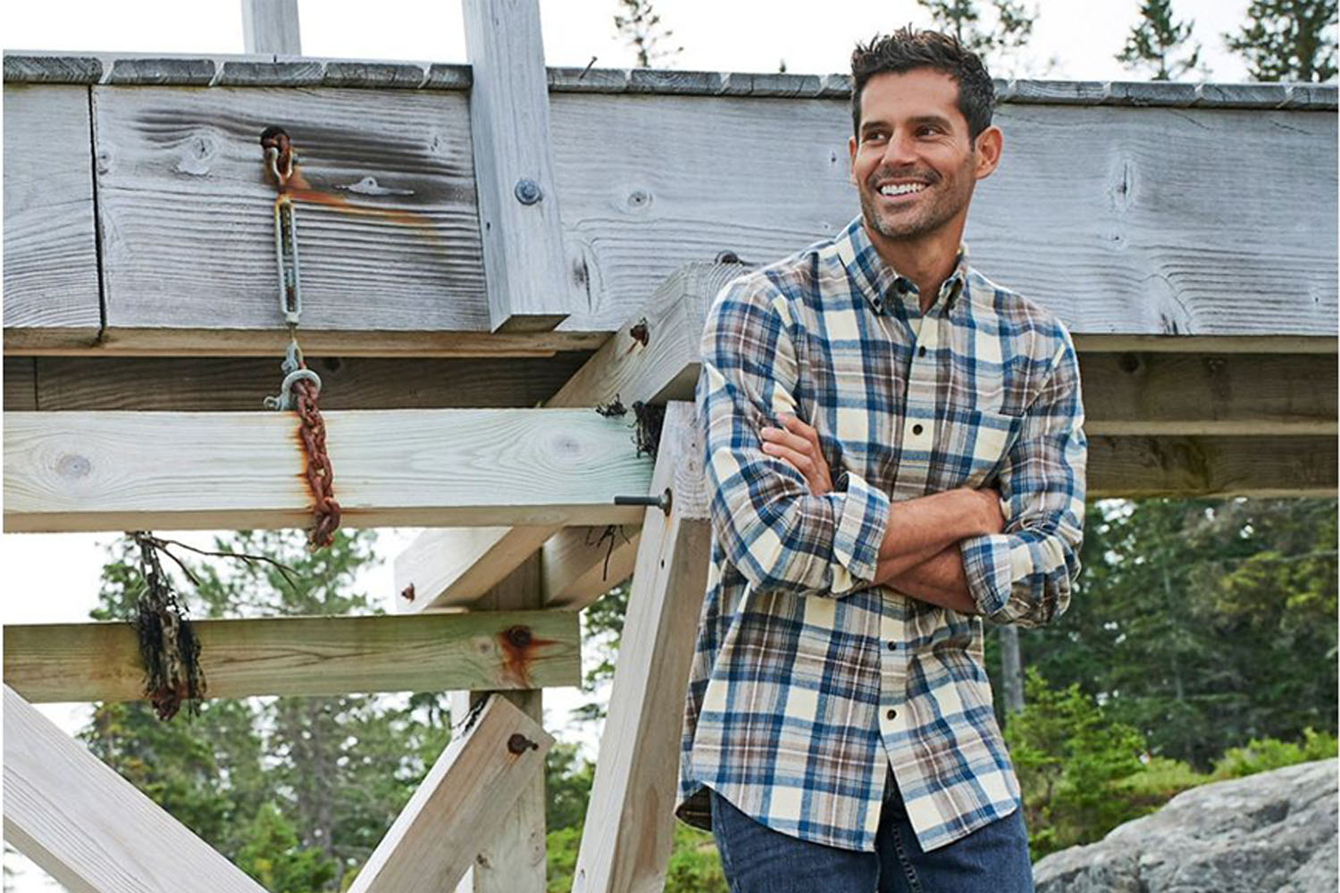 A model in an L.L. Bean flannel