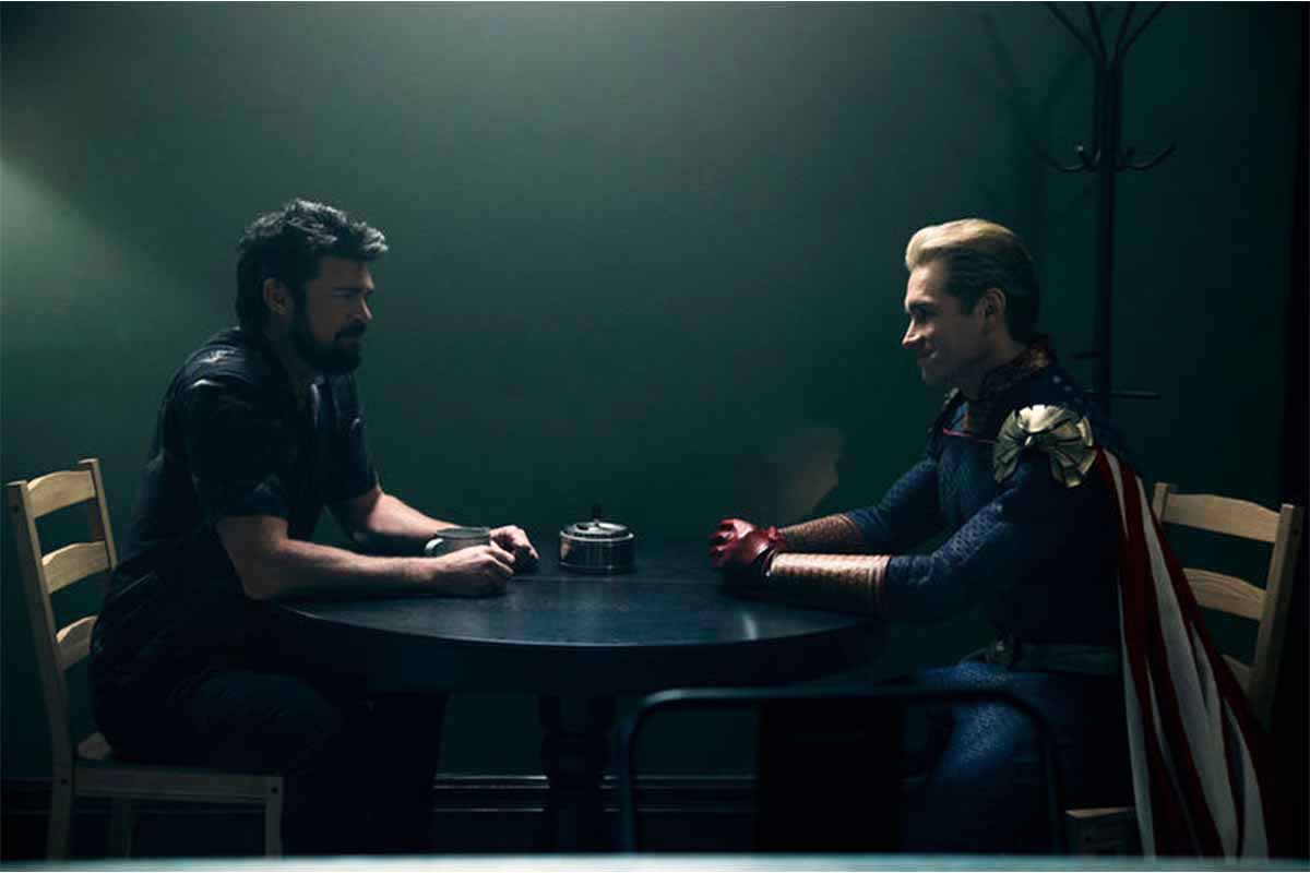 Billy Butcher (Karl Urban) faces off against Homelander (Antony Starr) in "The Boys