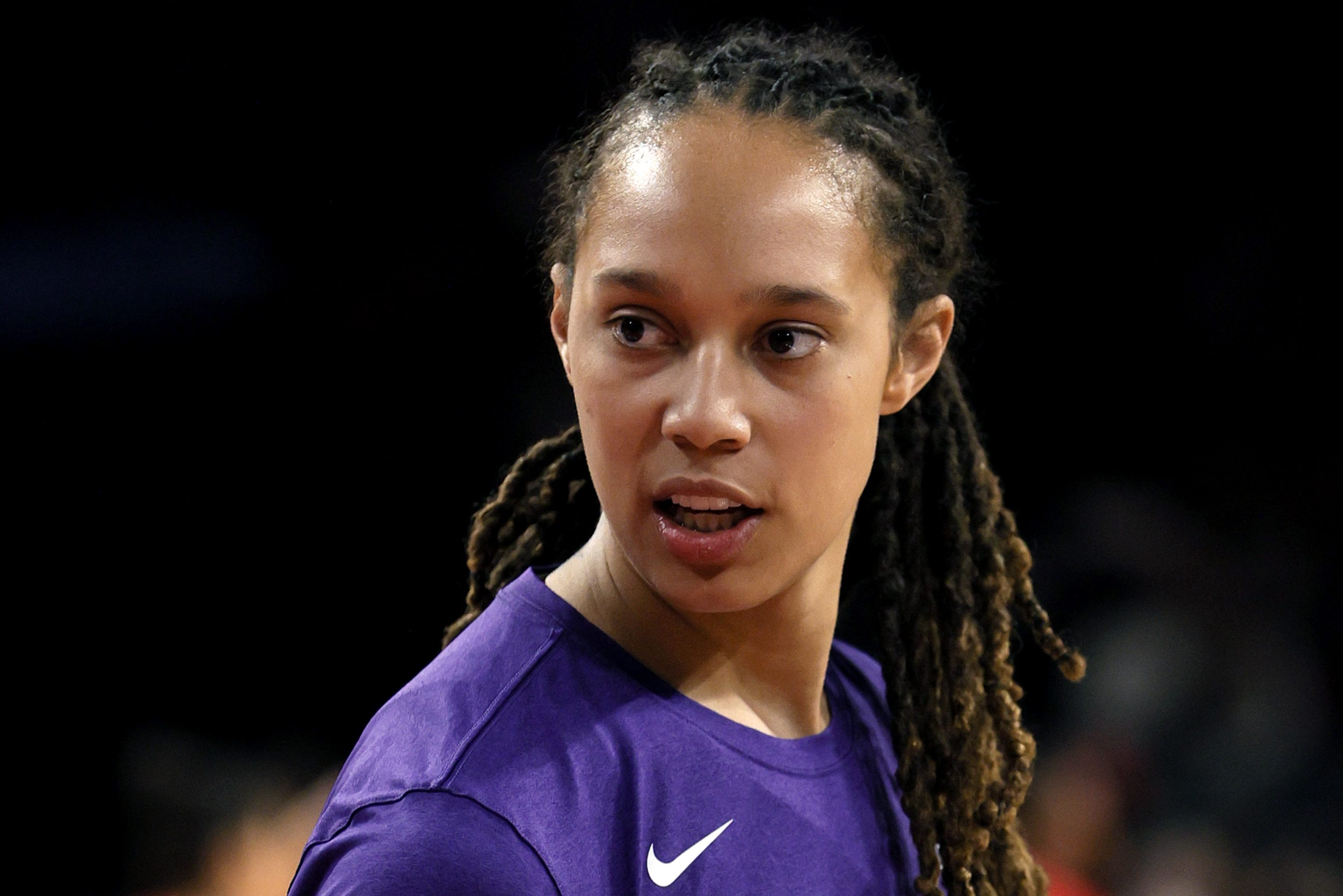 Brittney Griner of the Phoenix Mercury warms up the 2021 WNBA playoffs