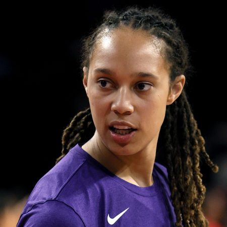 Brittney Griner of the Phoenix Mercury warms up the 2021 WNBA playoffs