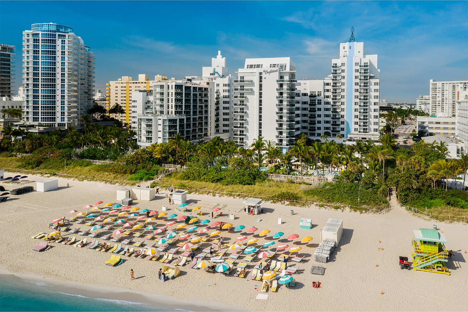 Exterior of The Confidante, a beachfront hotel in Miami that we reviewed and found to be a great chic and affordable vacation destination in Florida.