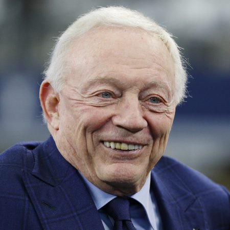 Dallas Cowboys owner Jerry Jones on the field prior to a game with the San Francisco 49ers