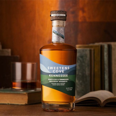 A bottle of Sweetens Cove Kennessee bourbon