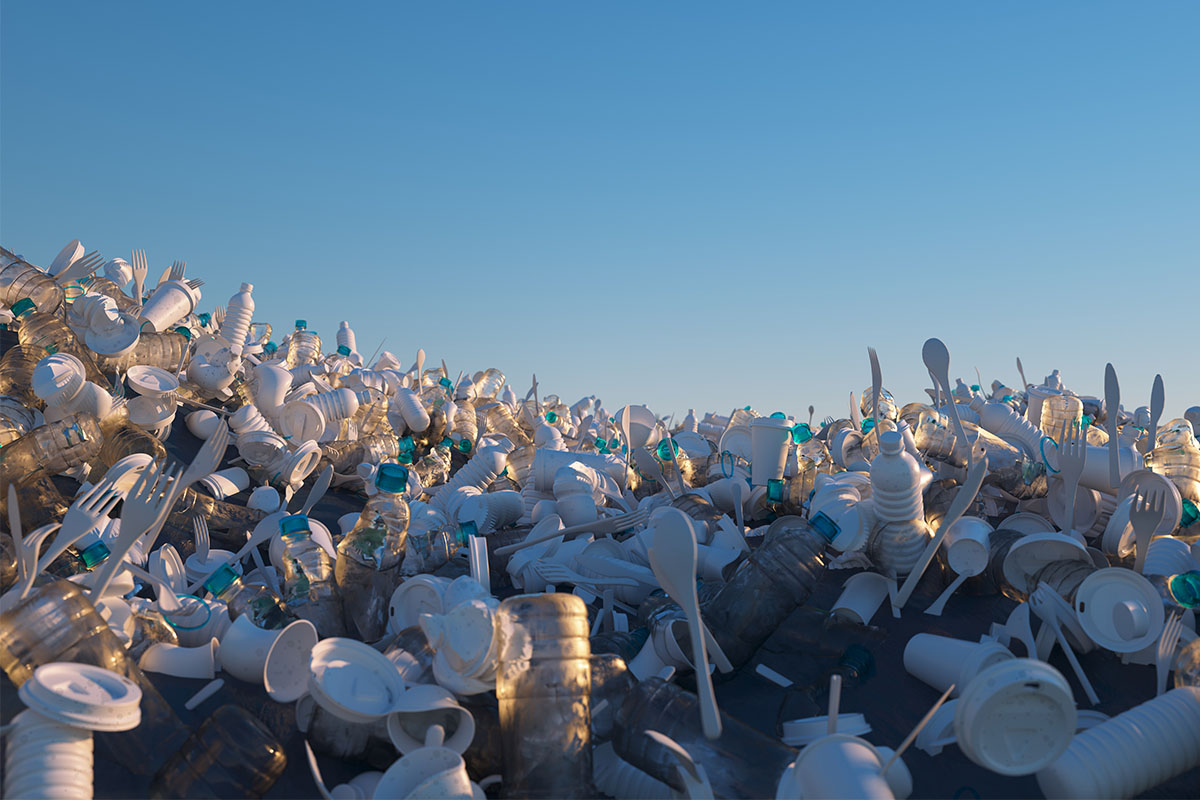 A "sea" of single-use plastics.