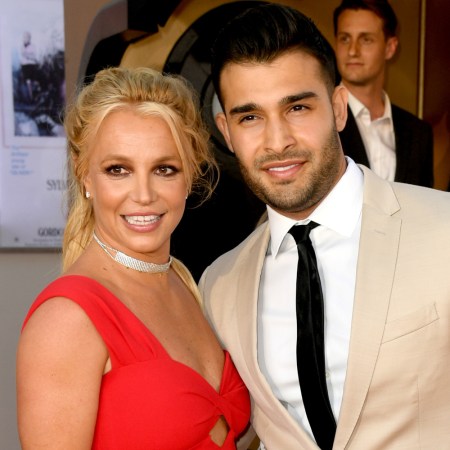 Britney Spears and Sam Asghari, who wed last week, attend the premiere of Sony Pictures' "One Upon A Time...In Hollywood" at the Chinese Theatre on July 22, 2019 in Hollywood, California.