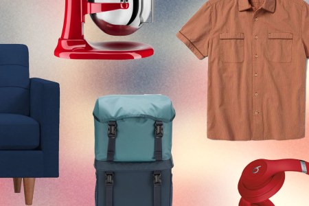 a collage of on sale items from various fourth of july sales on a washed out American Flag Background