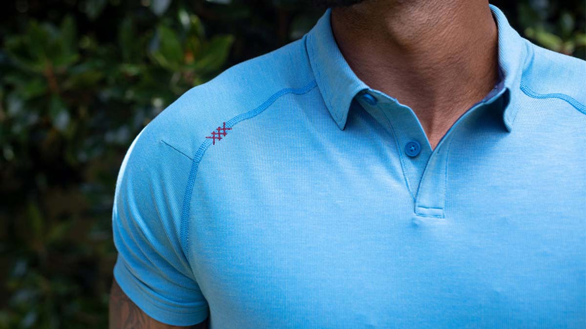 A man in a Rhone Pique Polo, now on sale in various "flash packs"