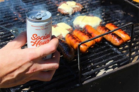 Social Hour Whiskey Mule over a grill