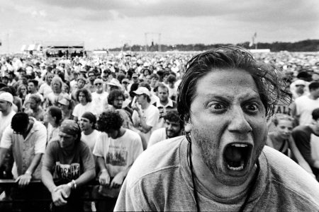 Peter Shapiro raging it with fellow fans.