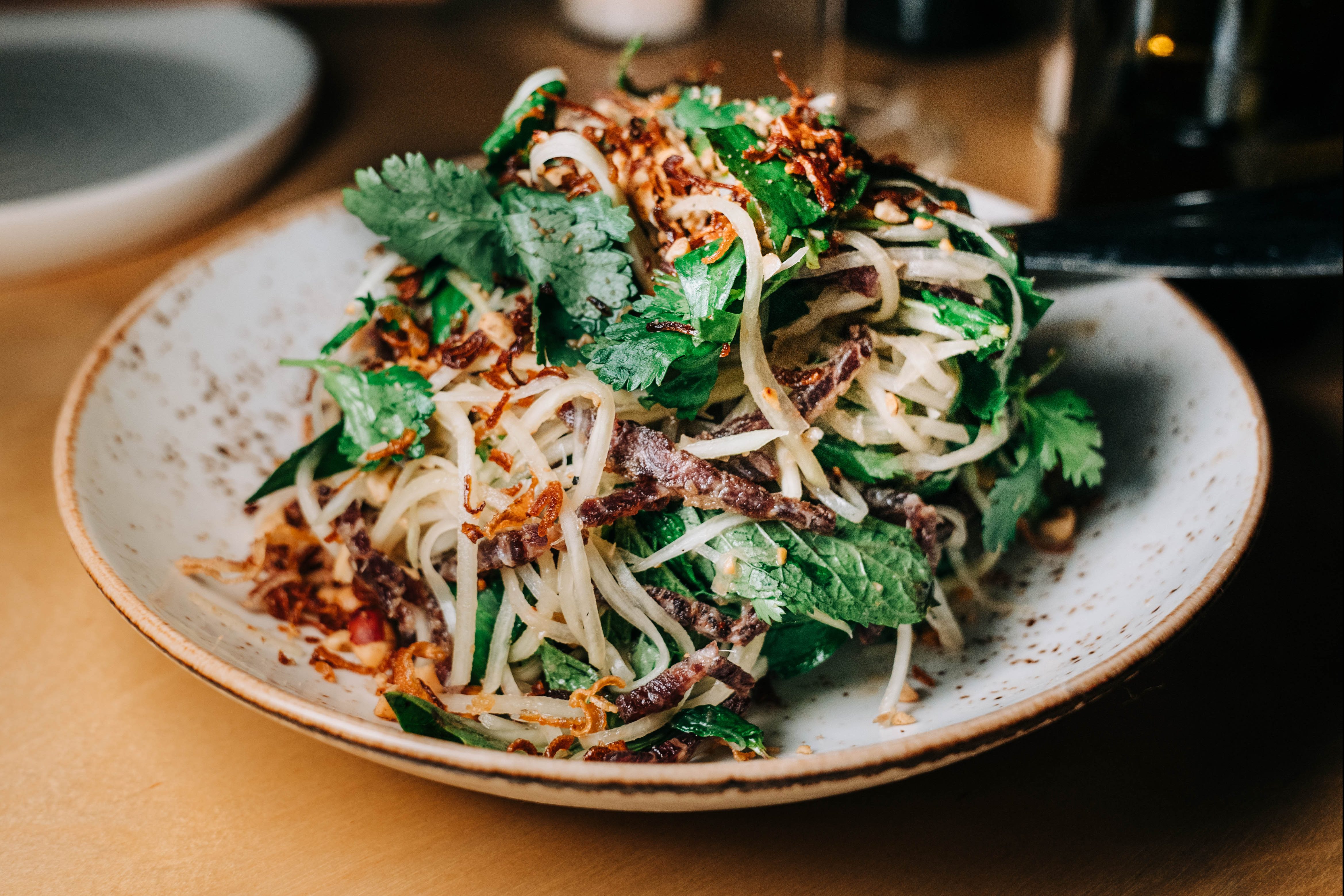 Chef Daniel Le's green papaya and beef jerky salad