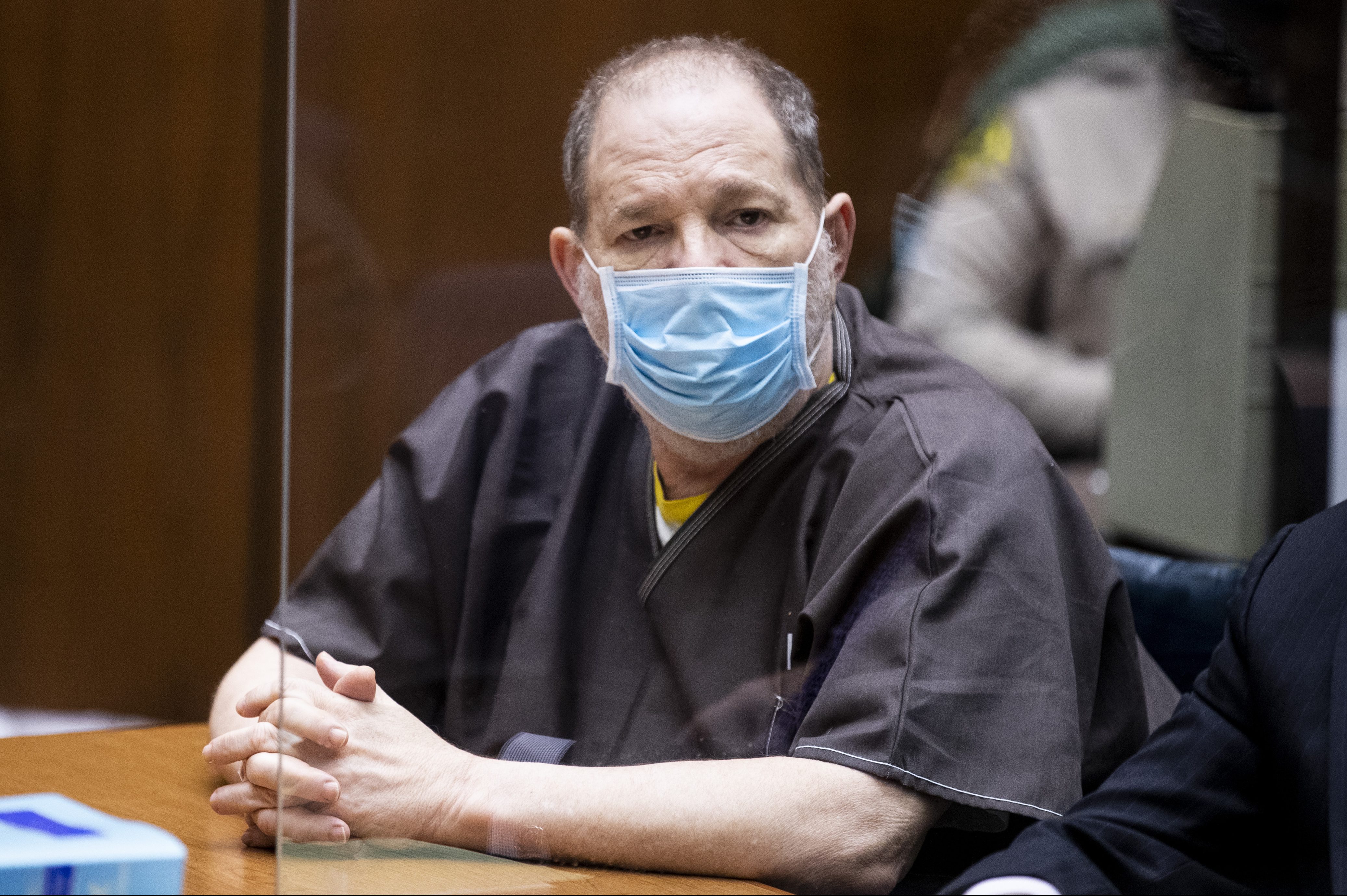 Harvey Weinstein listens in court during a pre-trial hearing.