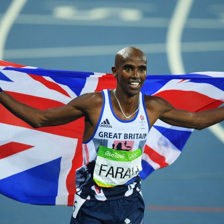 Sir Mo Farah celebrates after winning a gold medal in the Rio Olympics. He recently revealed that he was trafficked to the U.K. as a child.