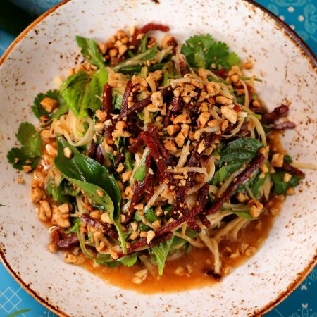 Chef Daniel Le's green papaya and beef jerky salad