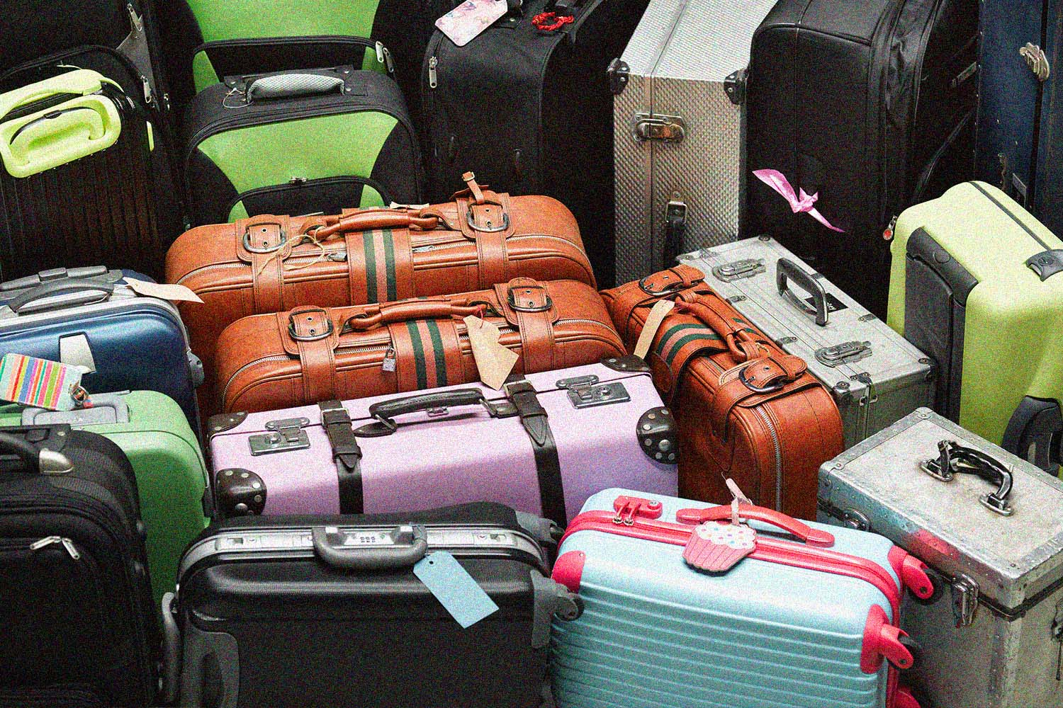 Aerial view of luggage left behind