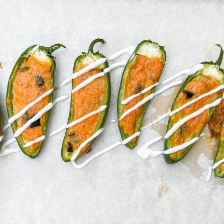 Jalapeño poppers filled with pimento cheese are a healthier option.