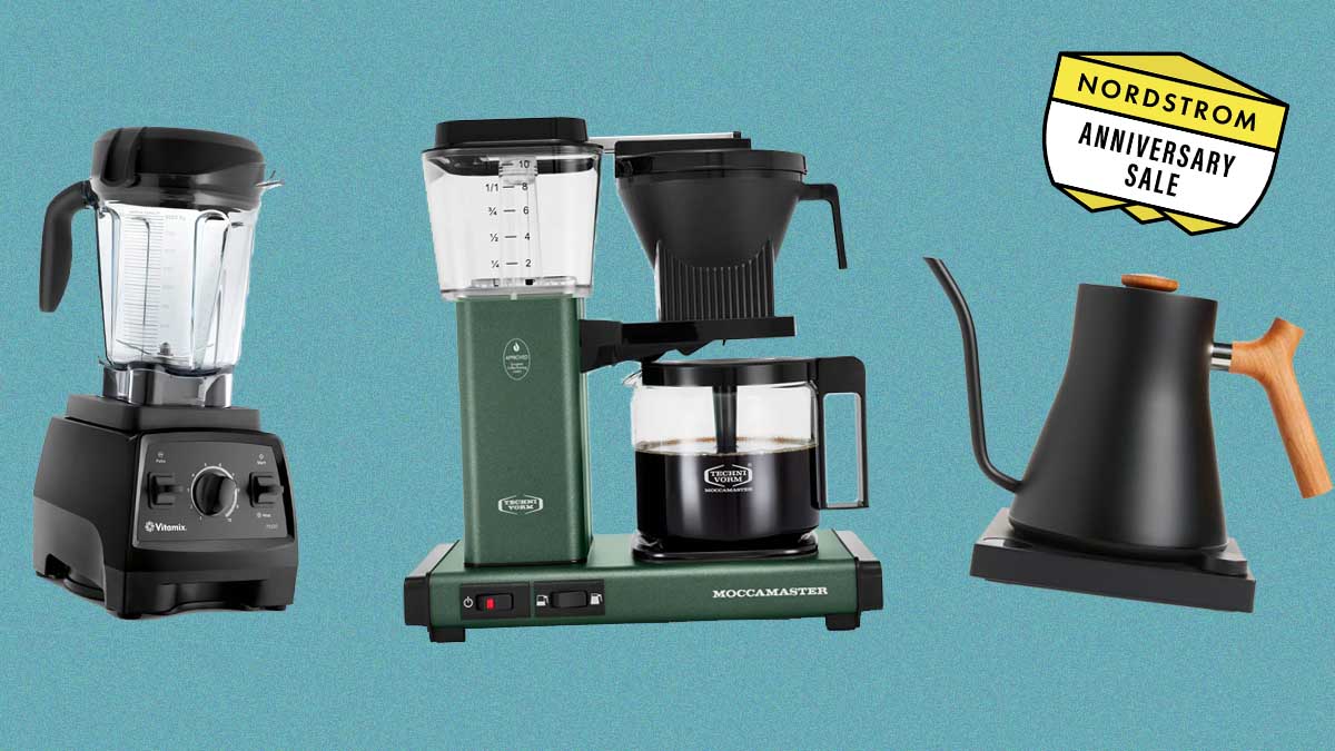 A Vitamix blender, Moccamaster KBGV Select Coffee Brewer and Fellow electric kettle, all of which are on sale at the Nordstrom Anniversary Sale