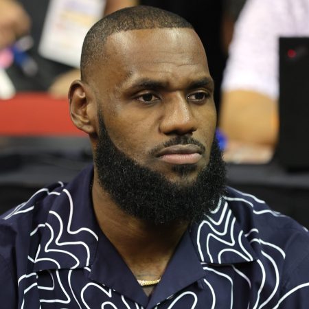 LeBron James watches an NBA Summer League game in Las Vegas