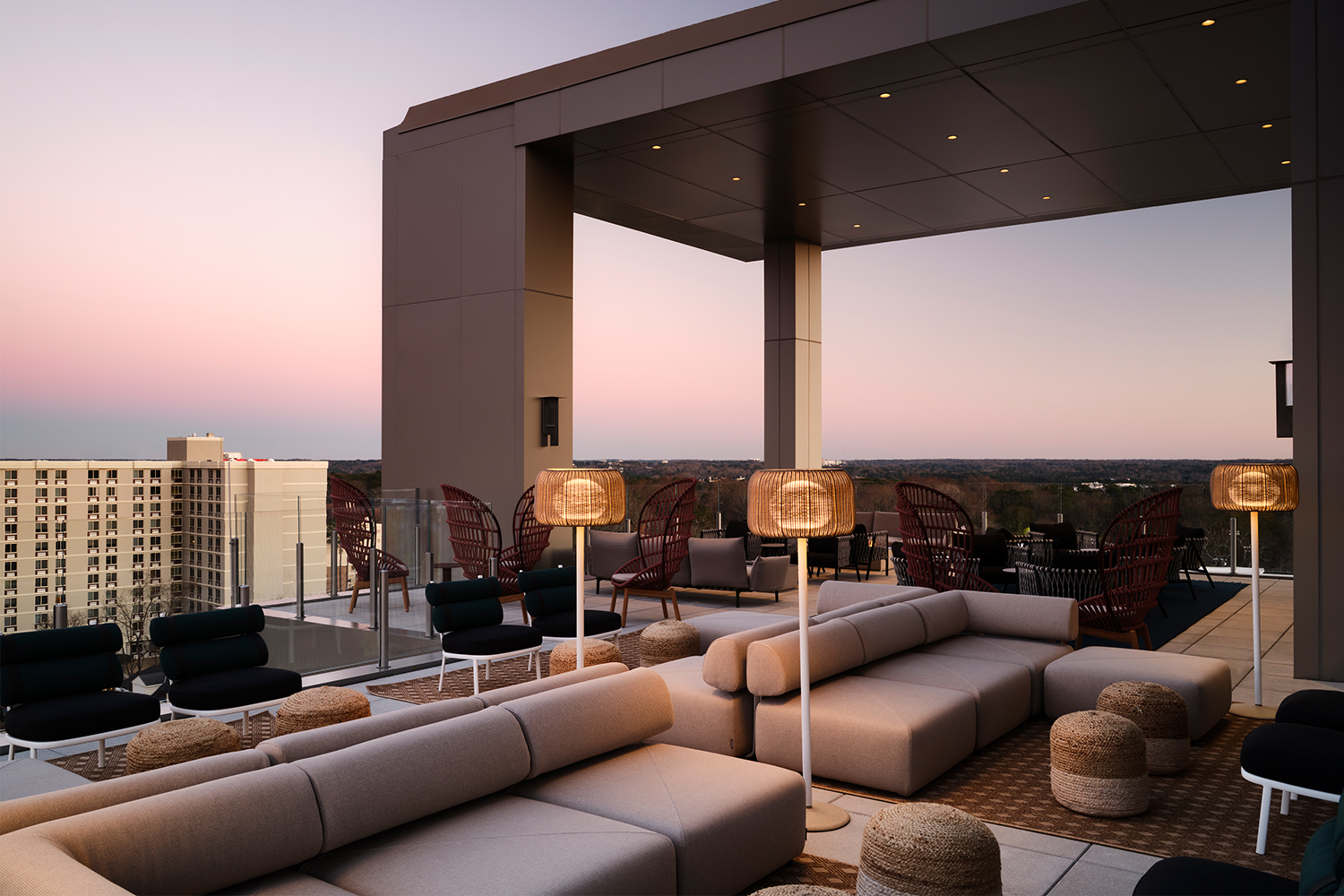 A rooftop social club at the Thompson Buckhead hotel in Atlanta, Georgia called Tesserae