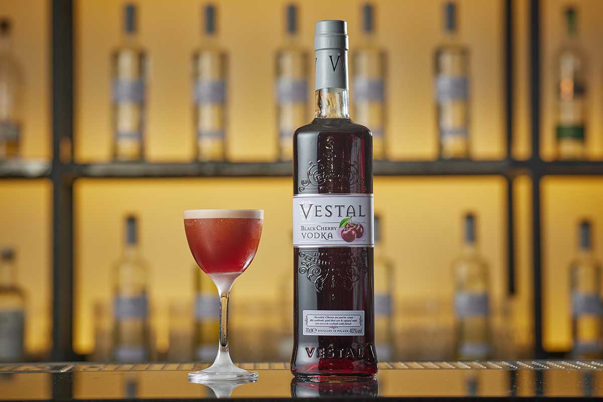 A bottle of Vestal Black Cherry