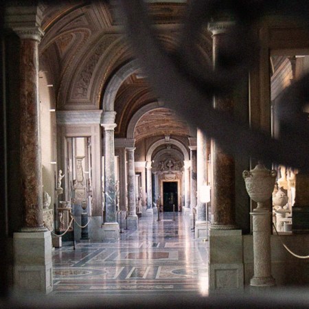 A look into a totally empty Vatican hallway