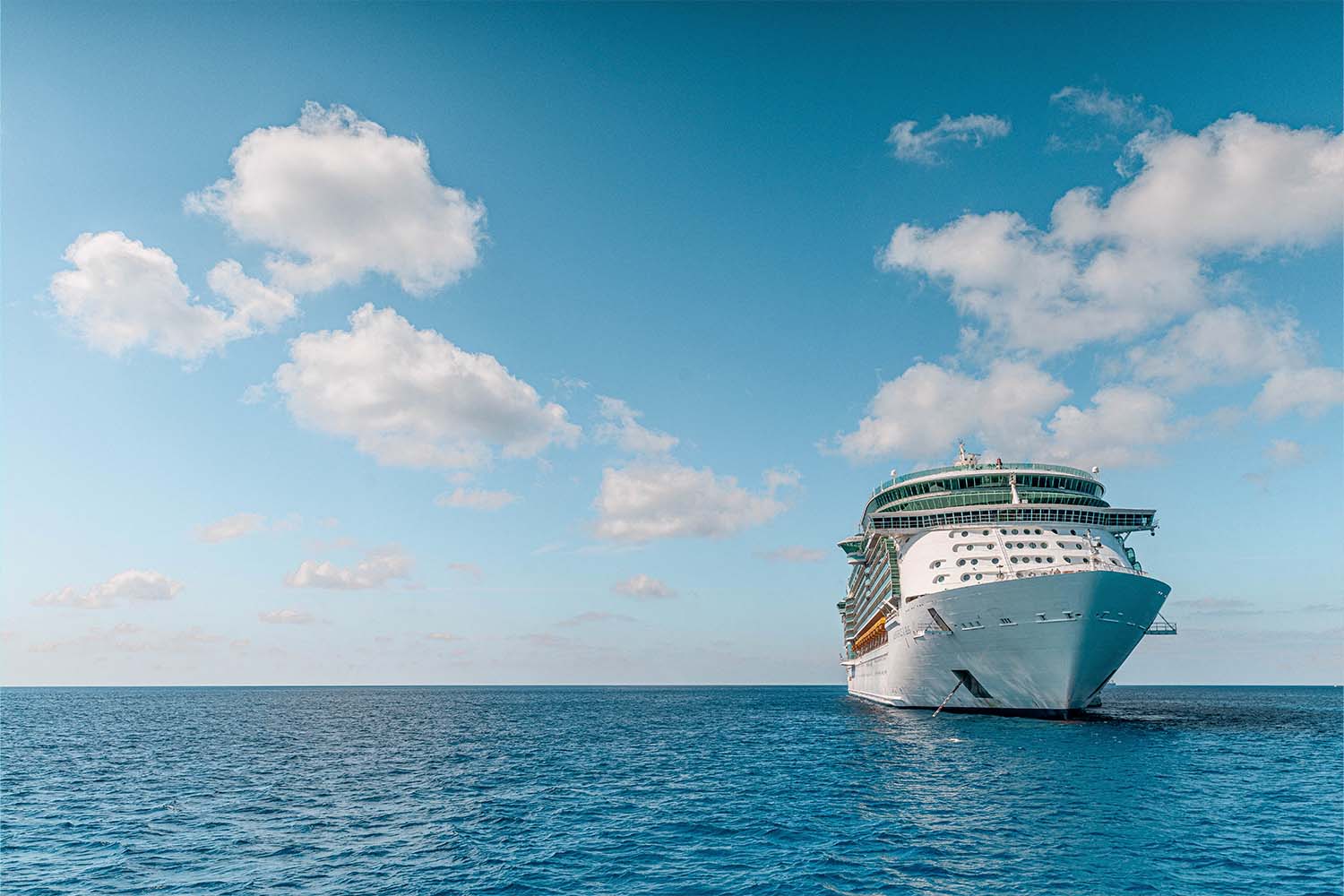 The Independence of the Seas cruise ship off the coast of the Cayman Islands.