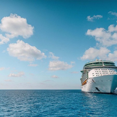 The Independence of the Seas cruise ship off the coast of the Cayman Islands.