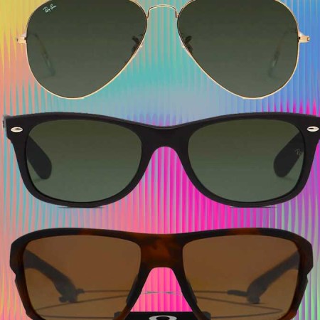 Three pairs of eyeglasses from GlassesUSA on an orange abstract background