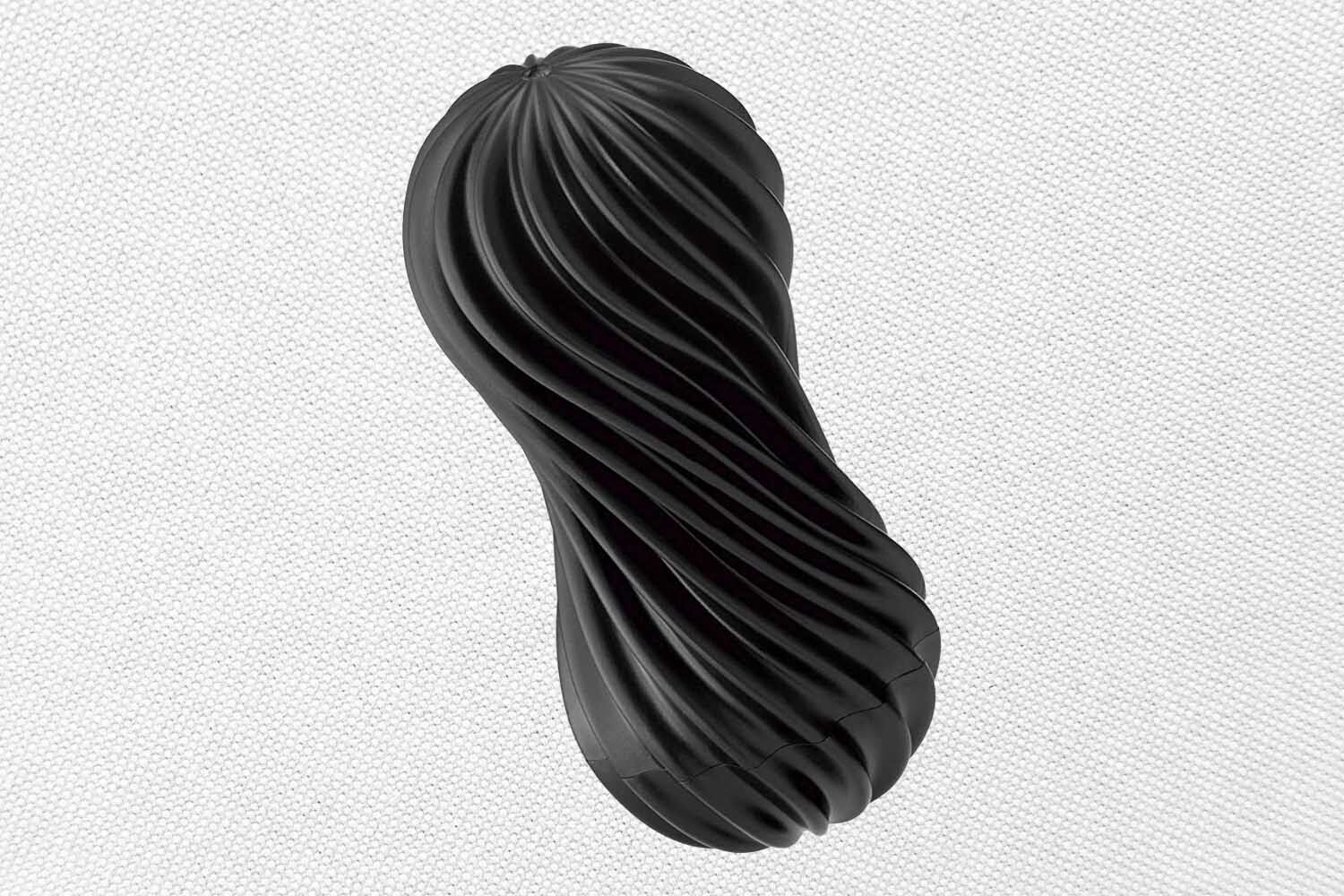 A black Tenga Flex on a white background.