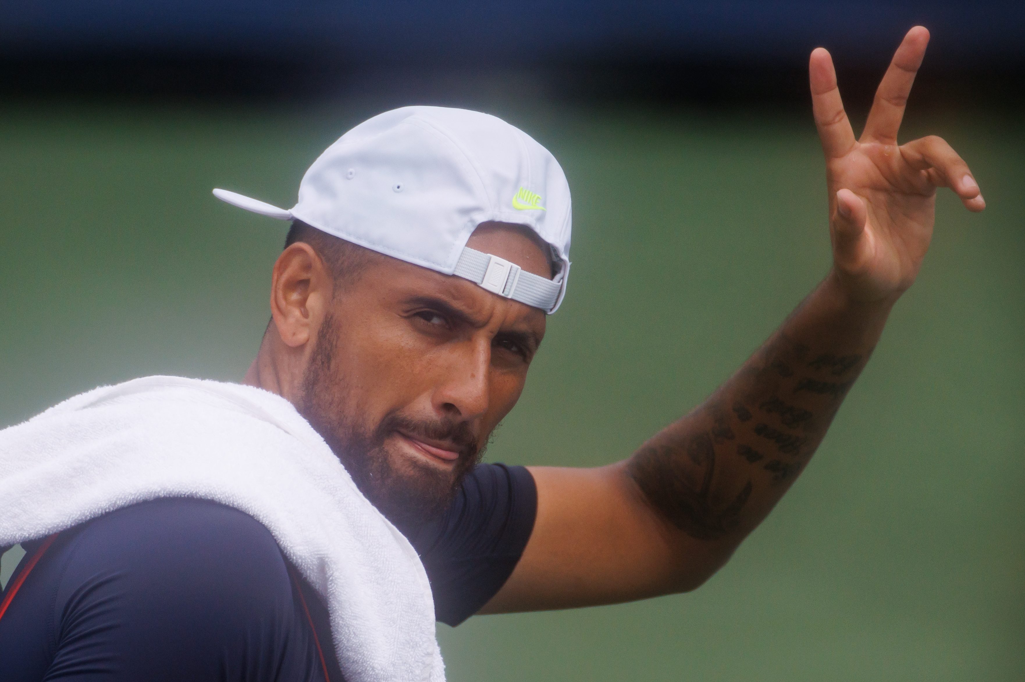 Nick Kyrgios of Australia at the end of a practice session in New York City.