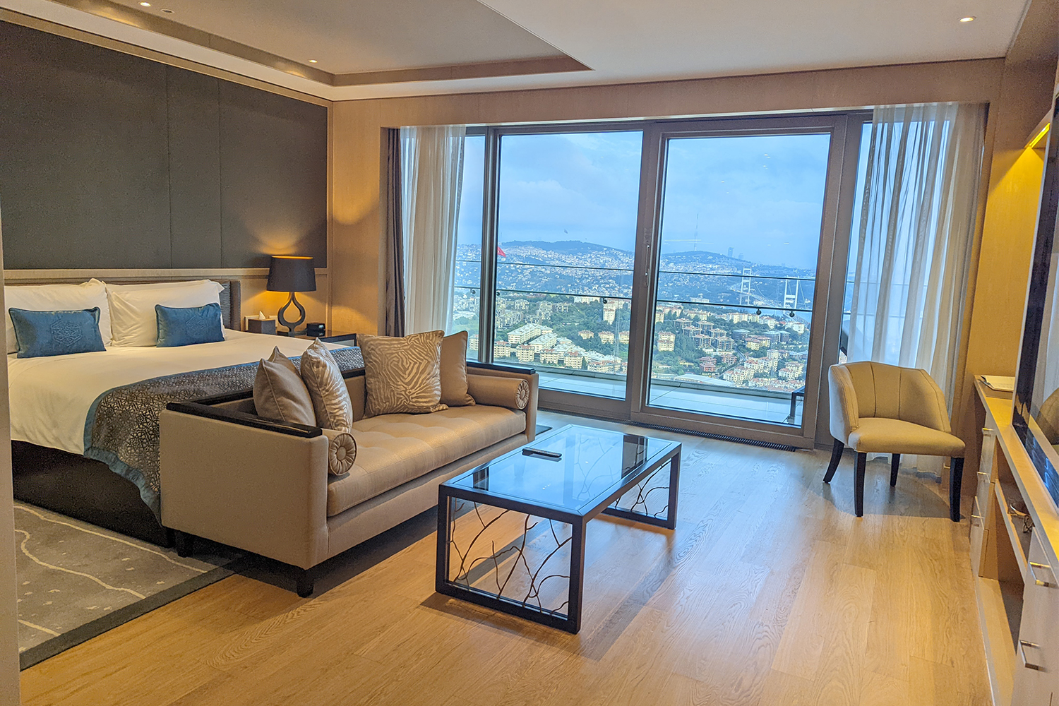 A hotel room at Raffles Istanbul in Turkey